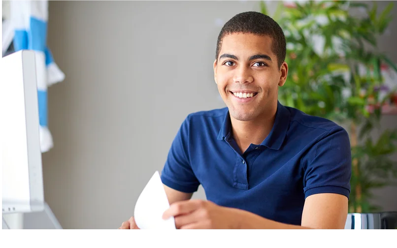 Student wearing a blue shirt
