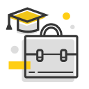 Briefcase and graduation hat icon